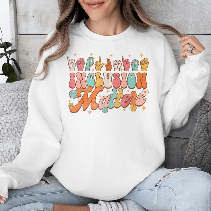 Inclusion Matters Groovy American Sign Language ASL Teacher For Men Women Unisex Sweatshirt, Groovy Teacher Gifts, funny design Inclusion Matters Groovy American Sign Language ASL Teacher For Men Women Unisex Sweatshirt, Groovy Teacher Gifts, funny design