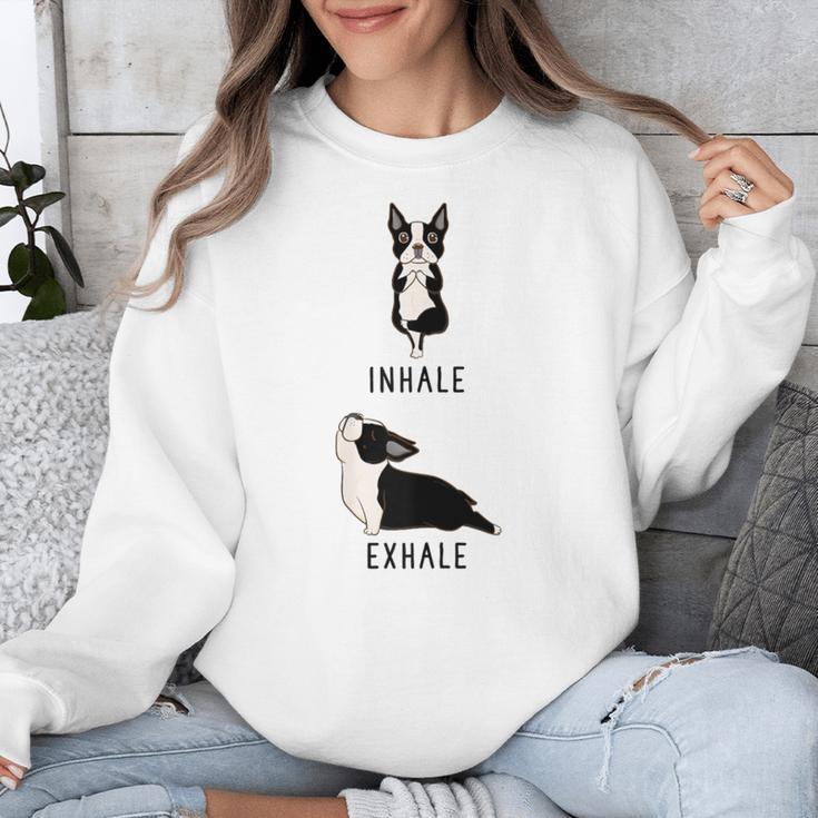 Inhale Exhale Yoga Boston Terrier Tshirt Unisex Sweatshirt, funny design