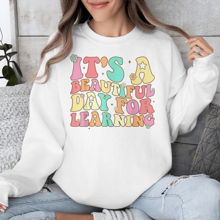 It's Beautiful Day For Learning Retro Teacher Students Women Unisex Sweatshirt, funny design