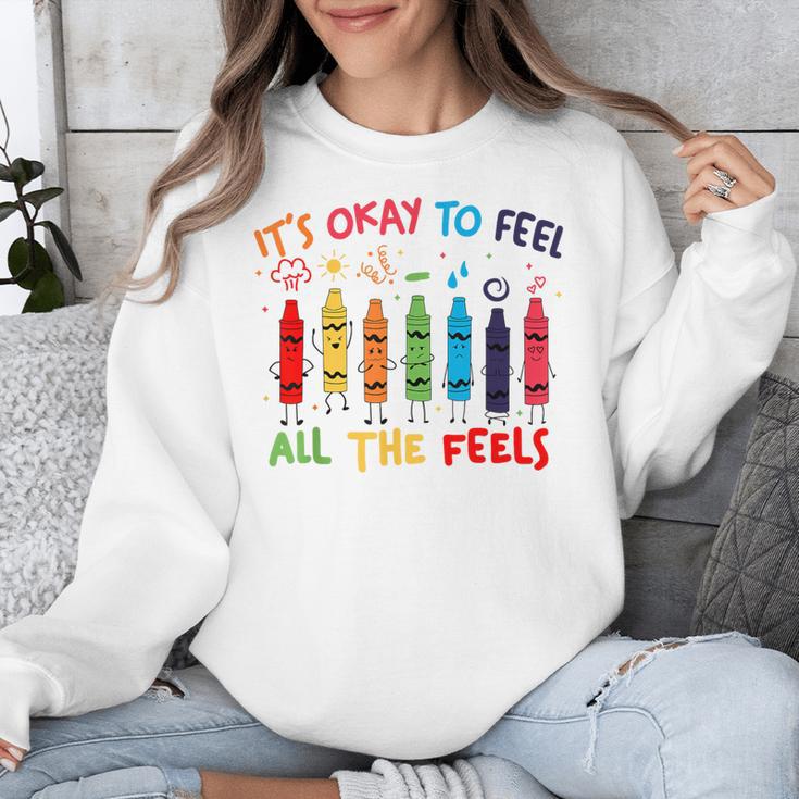 Its Okay To Feel All The Feels Mood Color Crayons Teacher Unisex Sweatshirt, funny design Its Okay To Feel All The Feels Mood Color Crayons Teacher Unisex Sweatshirt, funny design