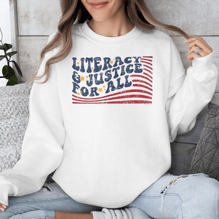 Literacy Justice For All Teacher Unisex Sweatshirt, funny design Literacy Justice For All Teacher Unisex Sweatshirt, funny design