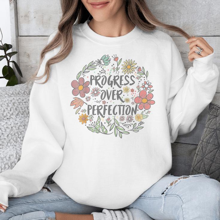 Motivational Progress Over Perfection Back To School Teacher Unisex Sweatshirt, funny design