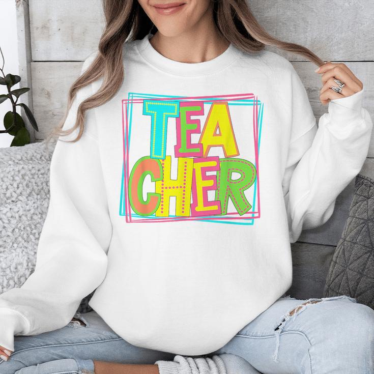 Neon Retro Teacher Cute Teacher Team New Teacher Back To Sch Unisex Sweatshirt, funny design Neon Retro Teacher Cute Teacher Team New Teacher Back To Sch Unisex Sweatshirt, funny design
