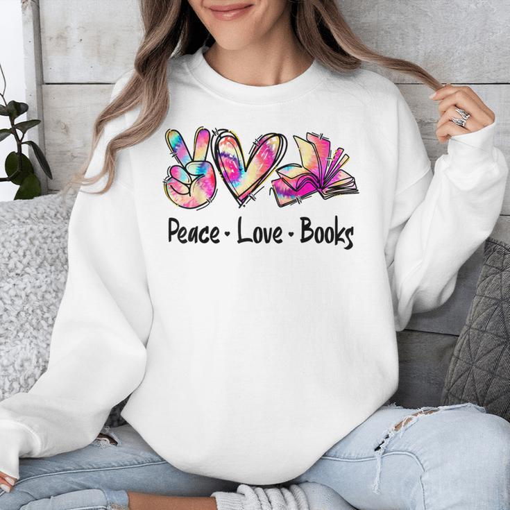 Peace Love Books Librarian Teacher Life Book Library Tie Dye Unisex Sweatshirt, funny design Peace Love Books Librarian Teacher Life Book Library Tie Dye Unisex Sweatshirt, funny design