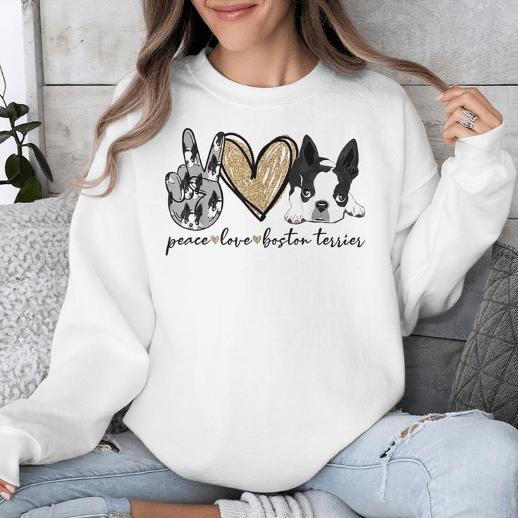 Peace Love Boston Terrier Boston Terrier Lover Dog Mom Unisex Sweatshirt, Mom Gifts, Boston Terrier Mom Gifts, funny design