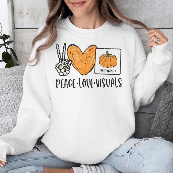 Peace Love Visuals Sped Teacher Pumpkin Skeleton Halloween Unisex Sweatshirt, funny design Peace Love Visuals Sped Teacher Pumpkin Skeleton Halloween Unisex Sweatshirt, funny design