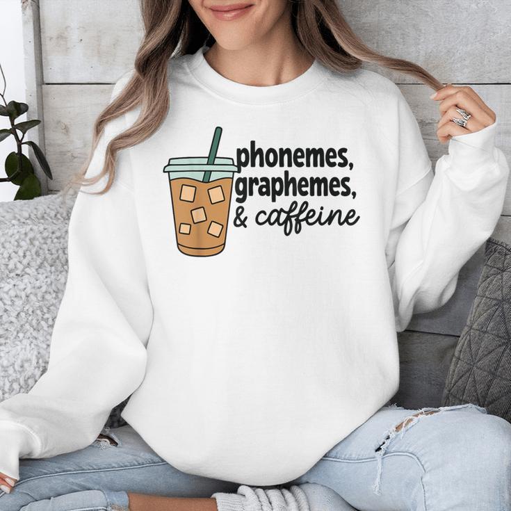 Phonemes Graphemes And Caffeine Coffee Teacher Appreciation Unisex Sweatshirt, funny design Phonemes Graphemes And Caffeine Coffee Teacher Appreciation Unisex Sweatshirt, funny design