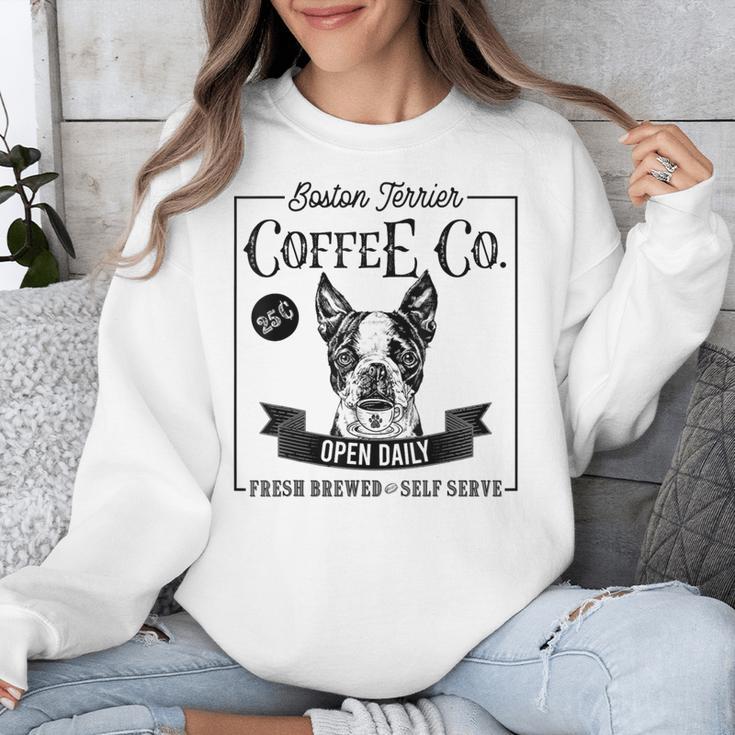 Retro Boston Terrier Coffee Dog Mom Coffee Lover Unisex Sweatshirt, Mom Gifts, Boston Terrier Mom Gifts, funny design