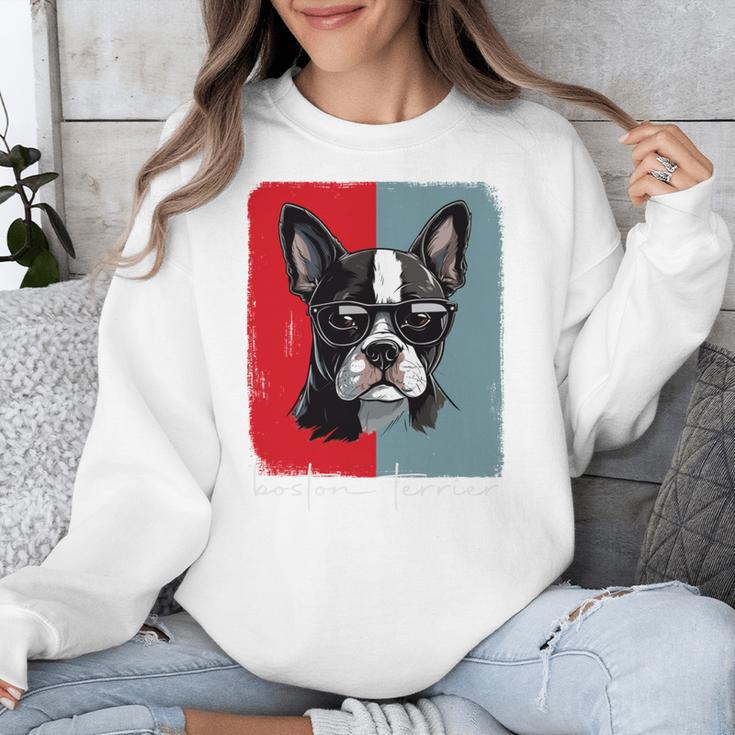 Retro Boston Terrier Dog Lover Bostie Mom Dad Dog Owner Unisex Sweatshirt, Mom Gifts, Boston Terrier Dad Gifts, Boston Terrier Mom Gifts, funny design