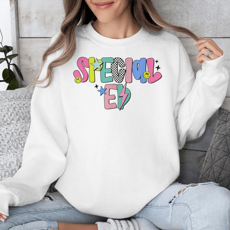 Retro Checkered Special Education Teacher Back To School Unisex Sweatshirt, funny design Retro Checkered Special Education Teacher Back To School Unisex Sweatshirt, funny design