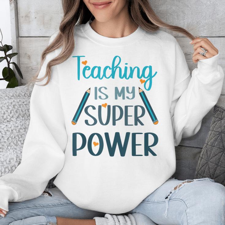 Retro Groovy Teaching Is My Super Power Teacher's Present Men Women Unisex Sweatshirt, funny design
