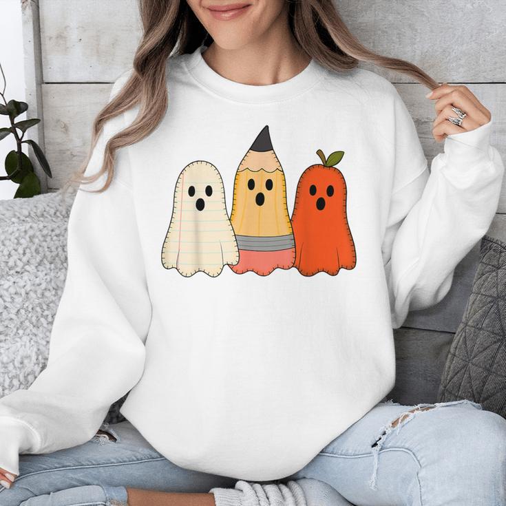 Retro Pencil Ghost Boo Spooky Teacher Halloween Costume Unisex Sweatshirt, funny design Retro Pencil Ghost Boo Spooky Teacher Halloween Costume Unisex Sweatshirt, funny design