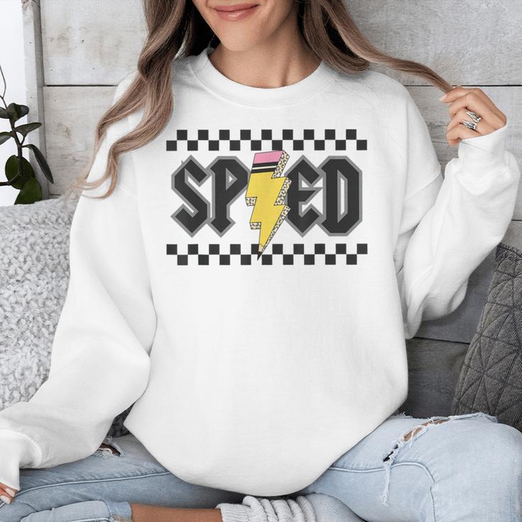 Retro SPED Teacher Pencil Lightning Bolt Back To School Unisex Sweatshirt, funny design Retro SPED Teacher Pencil Lightning Bolt Back To School Unisex Sweatshirt, funny design