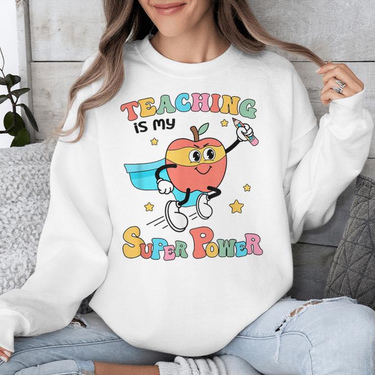Retro Teaching Is My Superpower Apple Teacher Appreciation Unisex Sweatshirt, funny design Retro Teaching Is My Superpower Apple Teacher Appreciation Unisex Sweatshirt, funny design