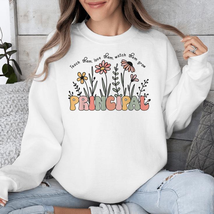 Retro Vintage Floral Principal Shirt For Women Teachers Day Unisex Sweatshirt, funny design