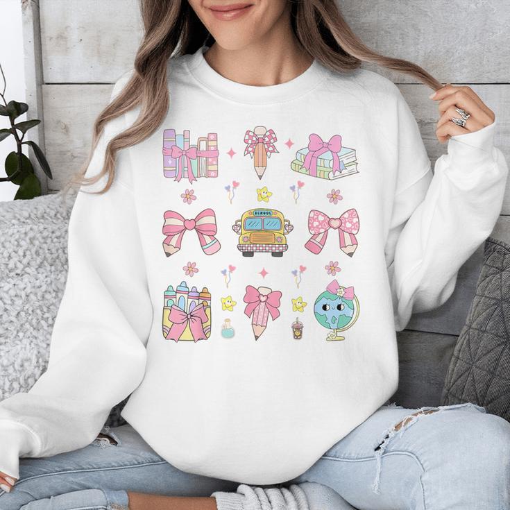 School Pencils And Bows Teacher Bow Coquette Pencil Girls Unisex Sweatshirt, funny design