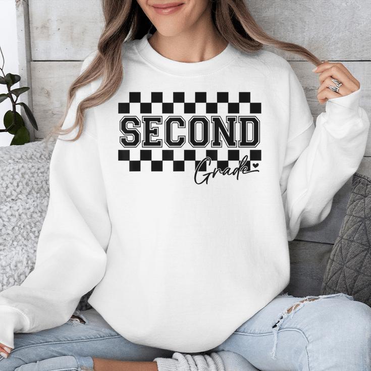 Second Grade Checkered Teacher 1st Day Back To School Women Unisex Sweatshirt, funny design Second Grade Checkered Teacher 1st Day Back To School Women Unisex Sweatshirt, funny design