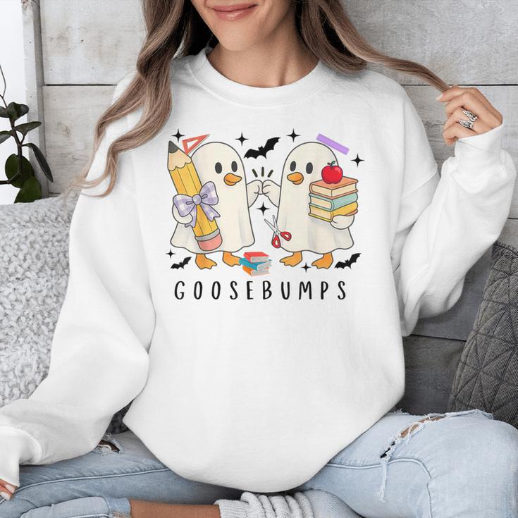 Silly Goose Spooky Teacher Halloween Cute Goosebumps Unisex Sweatshirt, funny design Silly Goose Spooky Teacher Halloween Cute Goosebumps Unisex Sweatshirt, funny design