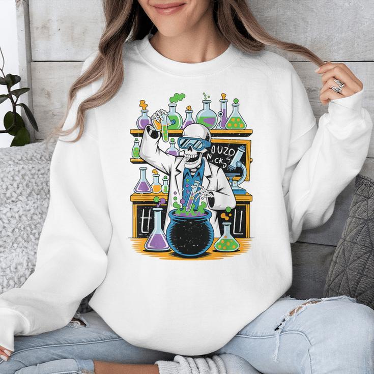 Skeleton Mad Scientist Halloween Costume Science Teacher Unisex Sweatshirt, Science Teacher Gifts, funny design Skeleton Mad Scientist Halloween Costume Science Teacher Unisex Sweatshirt, Science Teacher Gifts, funny design