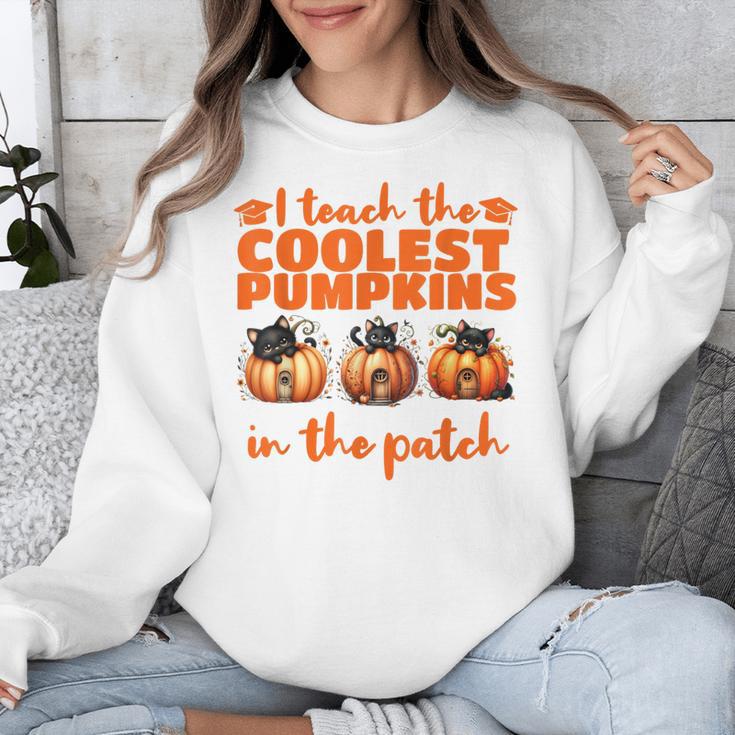 I Teach The Cutest Pumpkins Halloween Teacher Cat Lover Unisex Sweatshirt, funny design I Teach The Cutest Pumpkins Halloween Teacher Cat Lover Unisex Sweatshirt, funny design