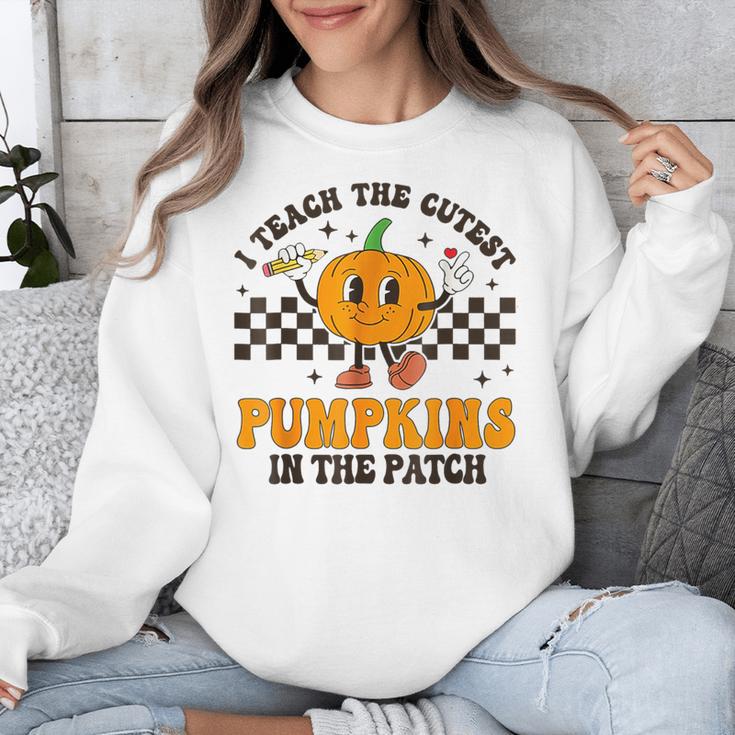 I Teach The Cutest Pumpkins In The Patch Groovy Teacher Fall Unisex Sweatshirt, Groovy Teacher Gifts, funny design