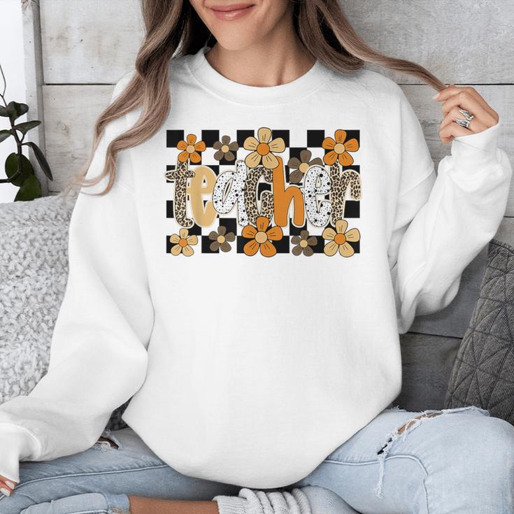 Teacher Appreciation Boho Floral Leopard Checkered Unisex Sweatshirt, funny design Teacher Appreciation Boho Floral Leopard Checkered Unisex Sweatshirt, funny design