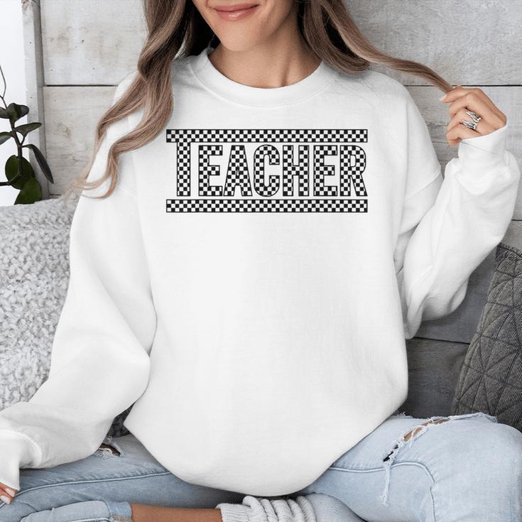Teacher Checkered Racing Teacher Appreciation Men Women Unisex Sweatshirt, funny design
