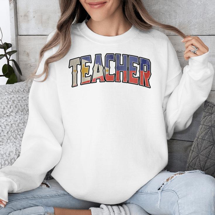 Teacher Filipino Vintage Heritage DNA Flag Unisex Sweatshirt, funny design Teacher Filipino Vintage Heritage DNA Flag Unisex Sweatshirt, funny design