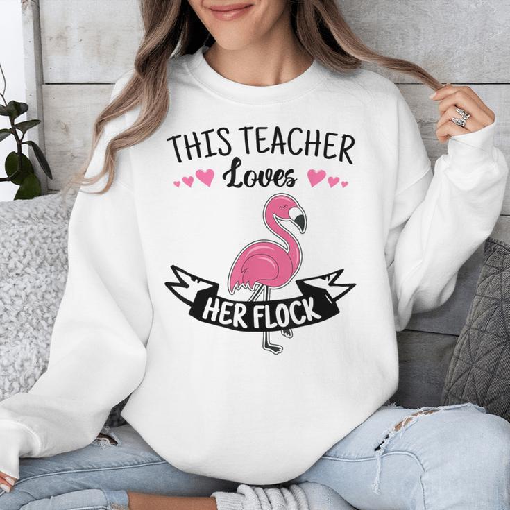 This Teacher Loves Her Flock Cute Flamingo Teacher Unisex Sweatshirt, funny design This Teacher Loves Her Flock Cute Flamingo Teacher Unisex Sweatshirt, funny design