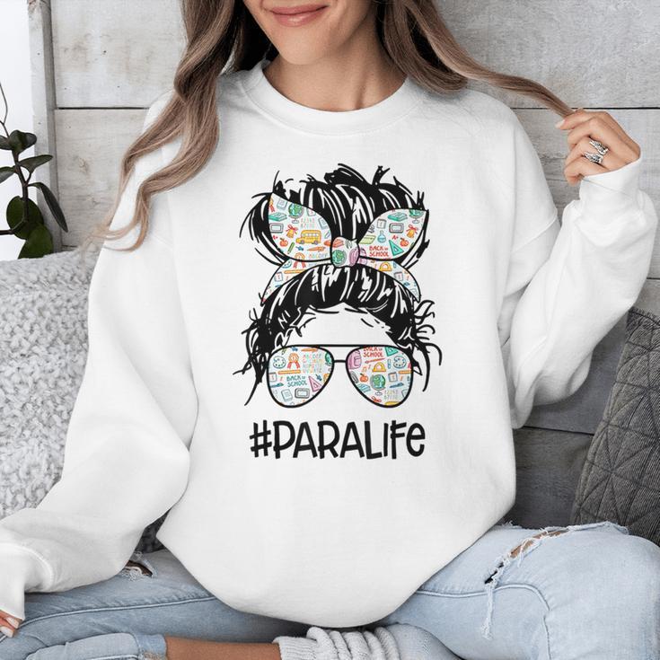 Teacher Para Life Tee Paraprofessional Cute Messy Bun Unisex Sweatshirt, funny design Teacher Para Life Tee Paraprofessional Cute Messy Bun Unisex Sweatshirt, funny design