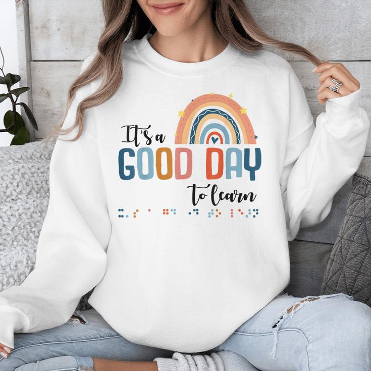 Teacher Of Visually Impaired Braille A Good Day To Learn Unisex Sweatshirt, funny design Teacher Of Visually Impaired Braille A Good Day To Learn Unisex Sweatshirt, funny design