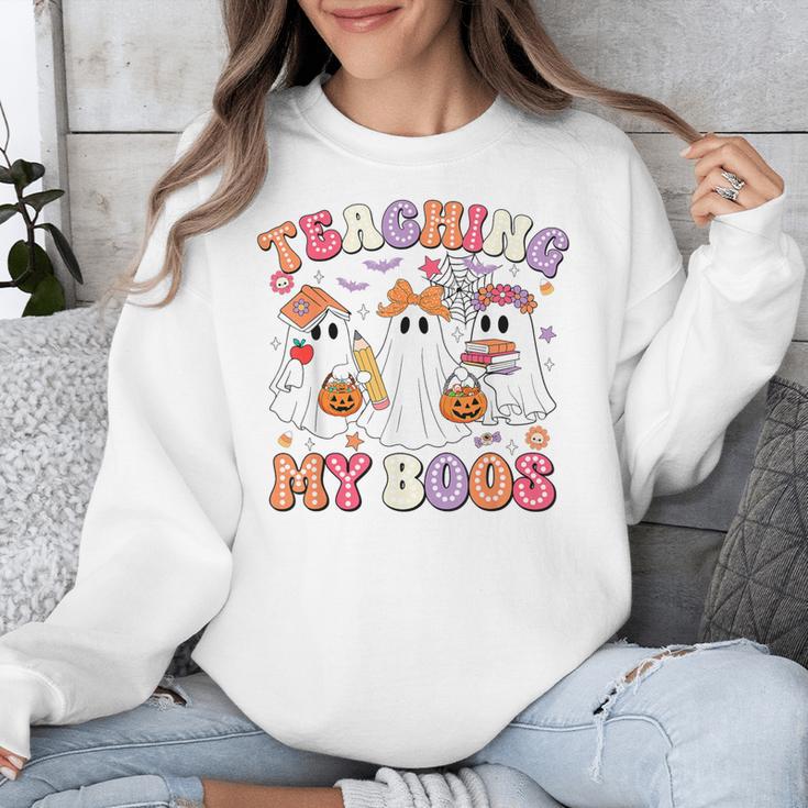 Teaching My Boos Cute Spooky Ghost Teacher Halloween Women Unisex Sweatshirt, funny design Teaching My Boos Cute Spooky Ghost Teacher Halloween Women Unisex Sweatshirt, funny design