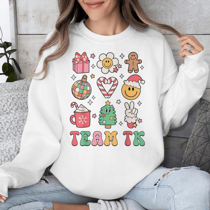 Team TK Teacher Christmas Groovy Smile Face Girl Boy Kid TK Unisex Sweatshirt, Groovy Teacher Gifts, funny design Team TK Teacher Christmas Groovy Smile Face Girl Boy Kid TK Unisex Sweatshirt, Groovy Teacher Gifts, funny design