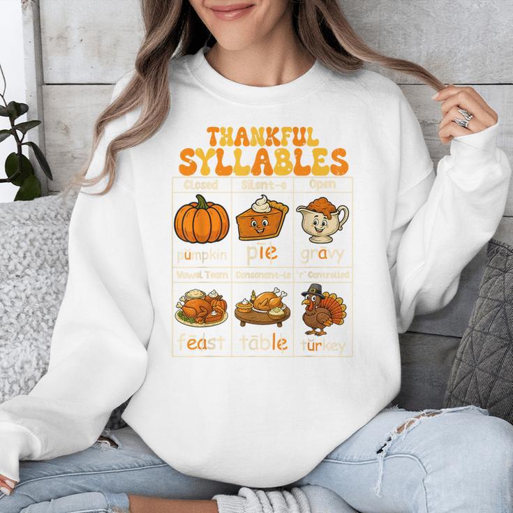 Thankful Syllables Teacher Thanksgiving Educational Kids Unisex Sweatshirt, funny design