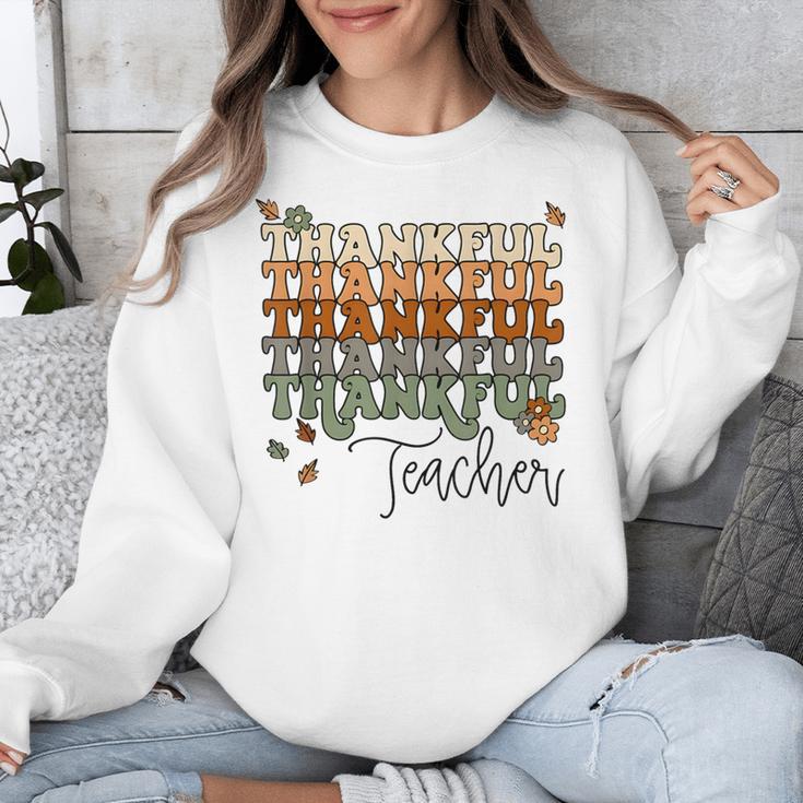 Thankful Teacher Thanksgiving Fall Pumpkin Turkey Unisex Sweatshirt, funny design