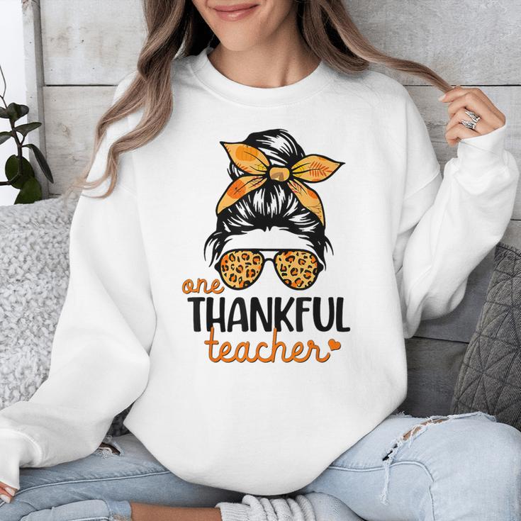 Thanksgiving Shirt Teacher Women Messy Bun Thankful Teacher Unisex Sweatshirt, funny design Thanksgiving Shirt Teacher Women Messy Bun Thankful Teacher Unisex Sweatshirt, funny design