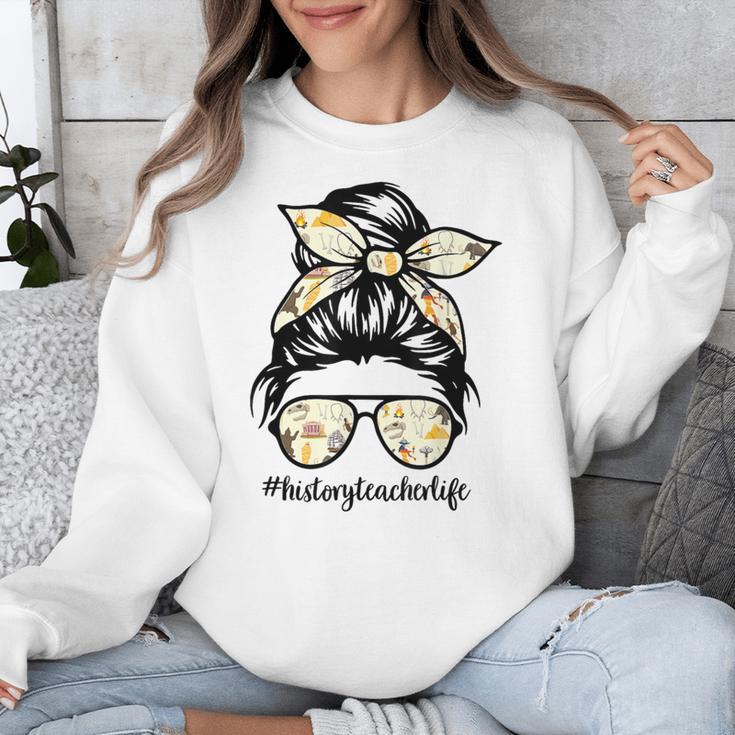 History Teacher Messy Bun Life Hair Glasses Unisex Sweatshirt, History Teacher Gifts, funny design History Teacher Messy Bun Life Hair Glasses Unisex Sweatshirt, History Teacher Gifts, funny design