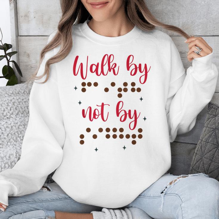 Visually Impaired Teacher Braille Bible Verse Walk By Faith Unisex Sweatshirt, funny design Visually Impaired Teacher Braille Bible Verse Walk By Faith Unisex Sweatshirt, funny design