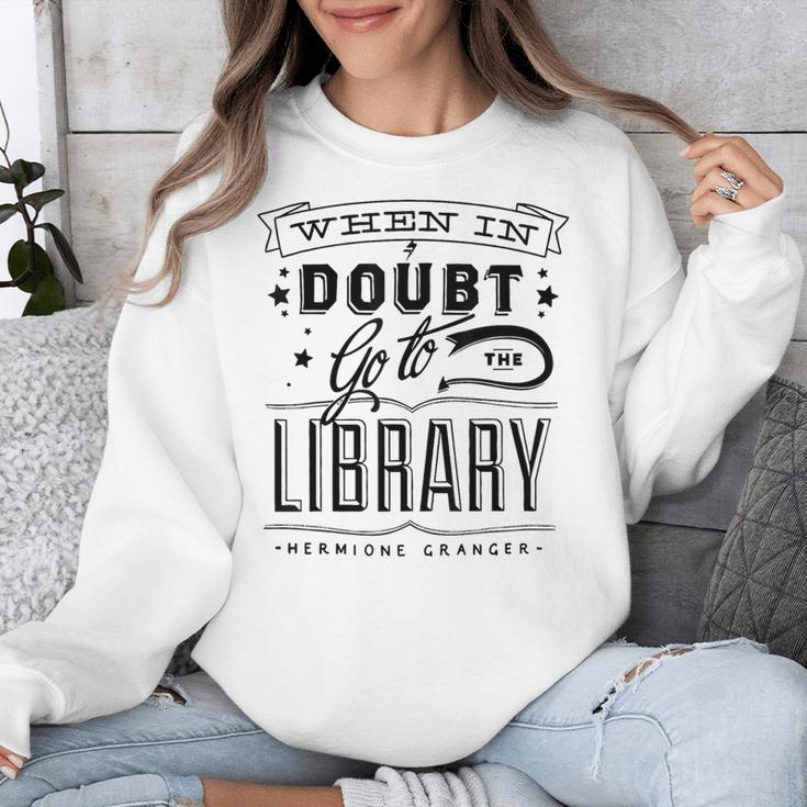 When In Doubt Go To The Library Teacher Vintage Book Lovers Unisex Sweatshirt, funny design When In Doubt Go To The Library Teacher Vintage Book Lovers Unisex Sweatshirt, funny design
