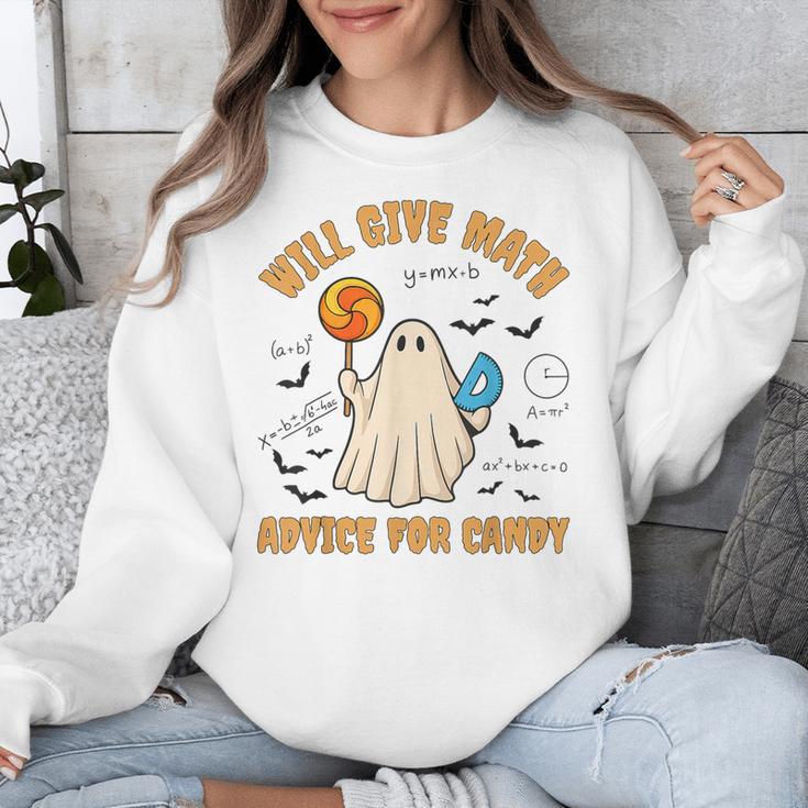 Will Give Math Advice For Candy Math Ghost Teacher Halloween Unisex Sweatshirt, funny design