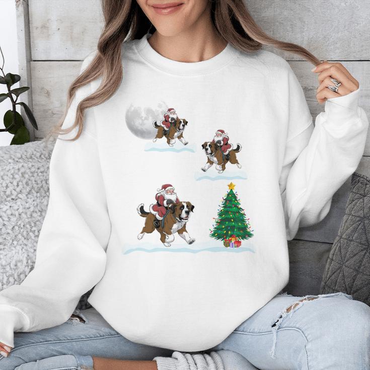 Xmas Lighting Tree Santa Riding Boston Terrier Christmas Unisex Sweatshirt, Boston Terrier Christmas Gifts, Boston Terrier Riding Gifts, funny design