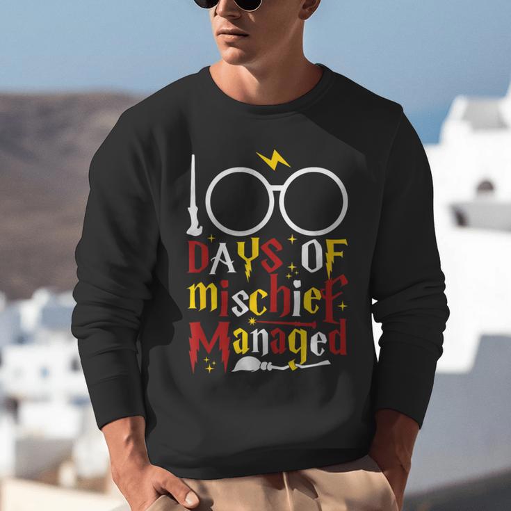 100 Days Of Mischief Managed Teacher Kid 100th Day Of School Unisex Sweatshirt, funny gift