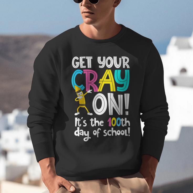 100th Day Of School Get Your Cray On Teacher Unisex Sweatshirt, funny gift 100th Day Of School Get Your Cray On Teacher Unisex Sweatshirt, funny gift