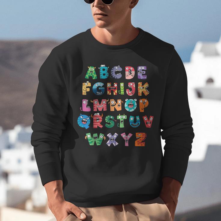 ABC Cute Monster Alphabet Halloween Teacher Costume Kids Unisex Sweatshirt, funny gift ABC Cute Monster Alphabet Halloween Teacher Costume Kids Unisex Sweatshirt, funny gift