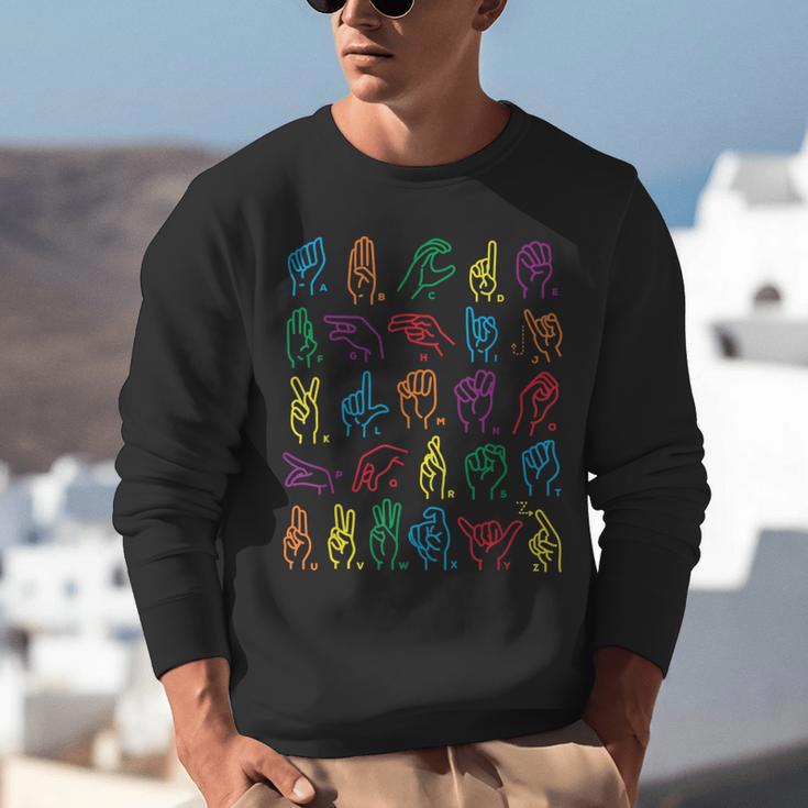 ABC Sign Language Chart Teacher Hand Letter Alphabet ASL Unisex Sweatshirt, funny gift ABC Sign Language Chart Teacher Hand Letter Alphabet ASL Unisex Sweatshirt, funny gift