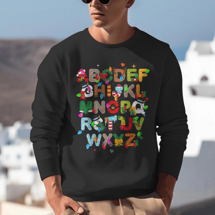 ABCs Learning Kindergarten Teacher Christmas Lights Alphabet For Men Women Kids Unisex Sweatshirt, funny gift