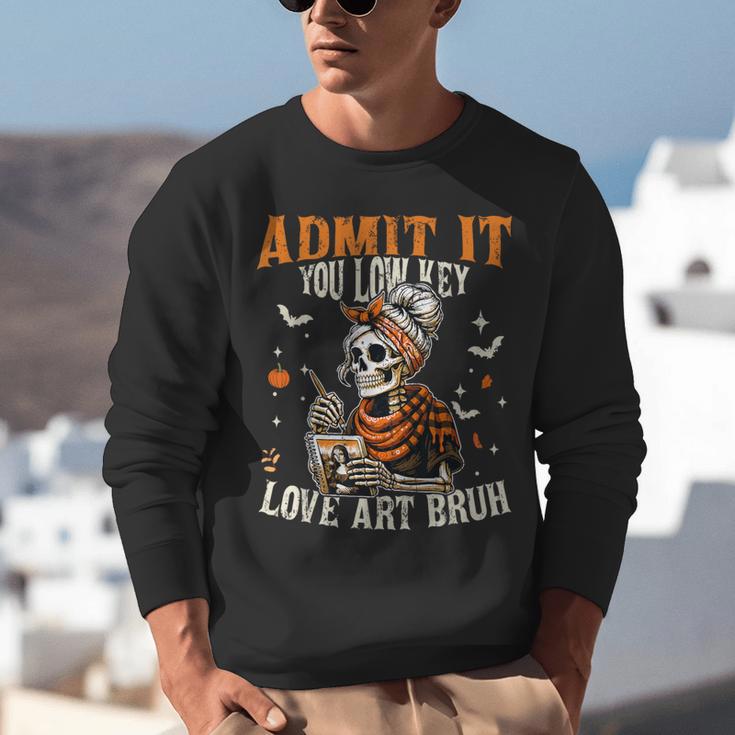 Admit It You Low Key Love Art Bruh Halloween Art Teacher Unisex Sweatshirt, funny gift