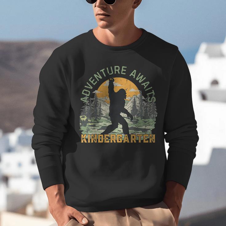 Adventure Awaits Bigfoot Teacher Kindergarten Back To School Unisex Sweatshirt, funny gift Adventure Awaits Bigfoot Teacher Kindergarten Back To School Unisex Sweatshirt, funny gift