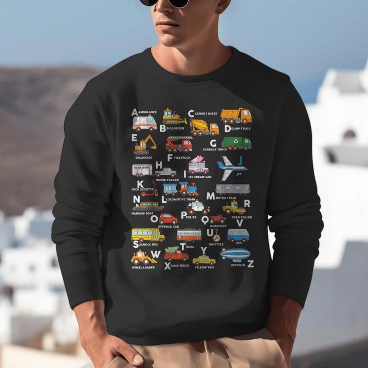 Alphabet Vehicles ABCs Learning Teachers Kids Boys Girls Unisex Sweatshirt, funny gift