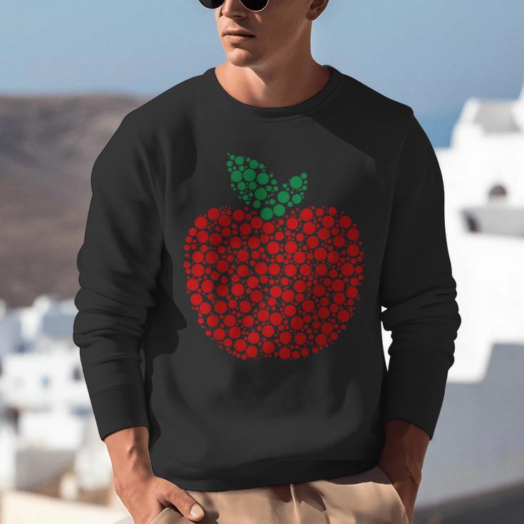 Apple Dot Pattern Art Teacher Appreciation Men Women Humor Unisex Sweatshirt, funny gift